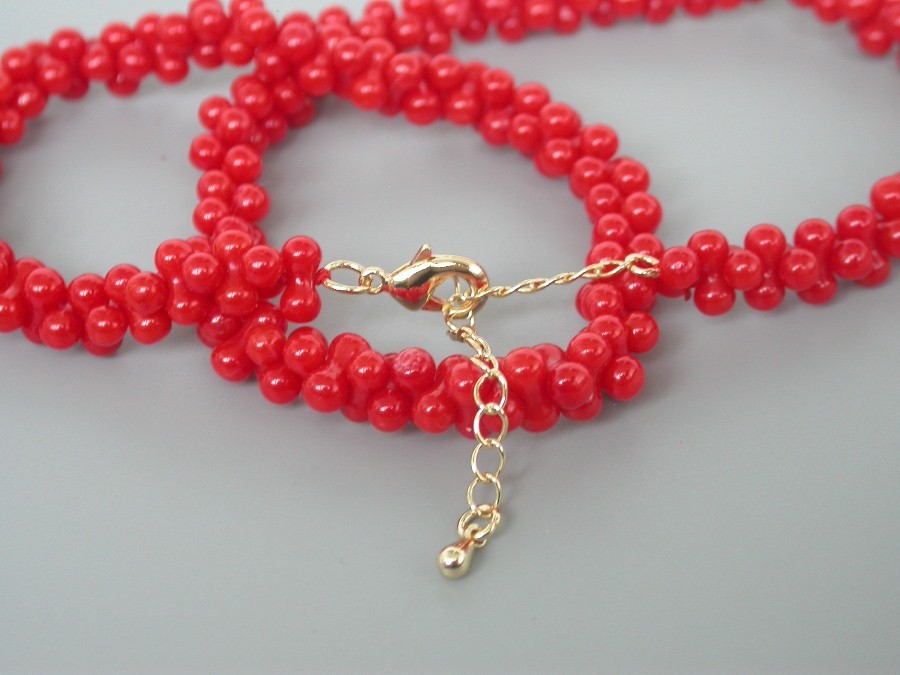 AAA adjustable 16"-18" round 9mm bone shape red coral beads necklace c1761
