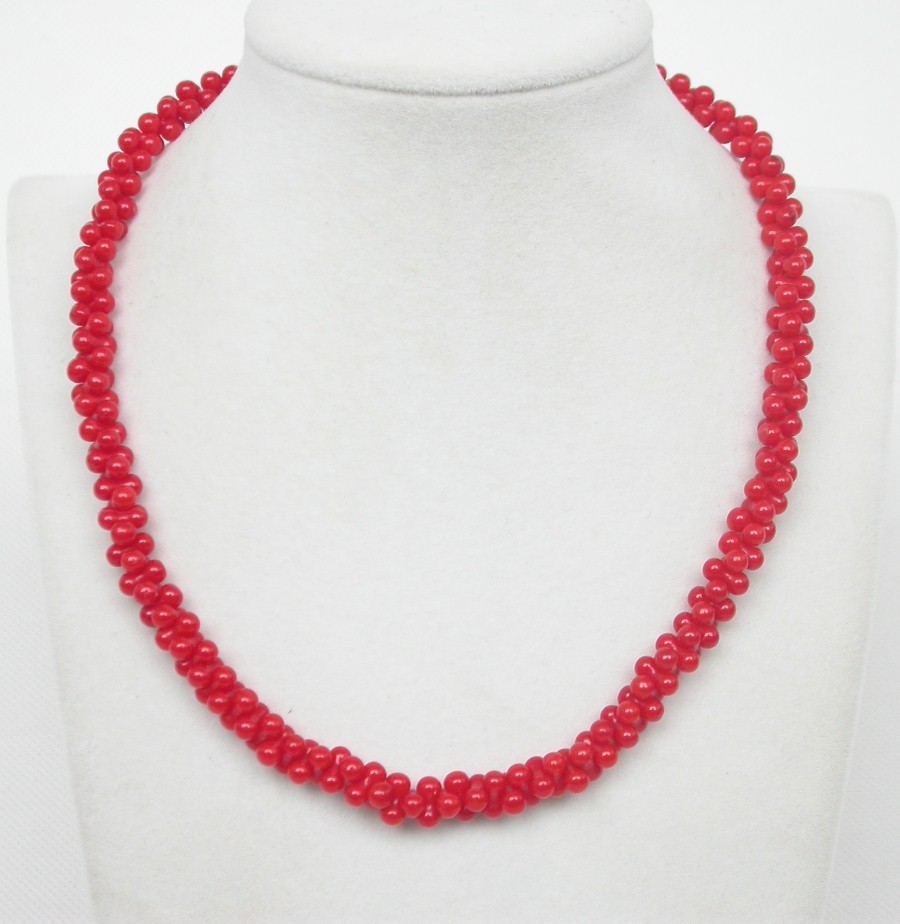 AAA adjustable 16"-18" round 9mm bone shape red coral beads necklace c1761