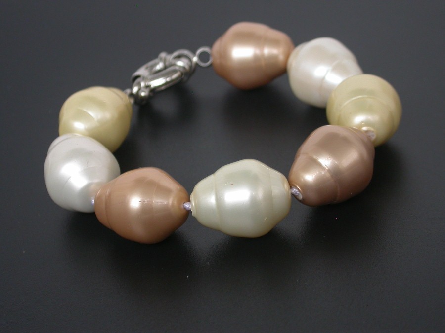 huge 8" 17X20mm Baroque oval Multicolor south sea shell pearls Bracelet c1768