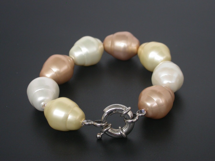 huge 8" 17X20mm Baroque oval Multicolor south sea shell pearls Bracelet c1768