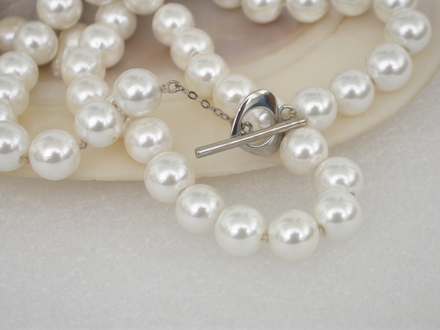 Selectable natural 18" 10mm white round south sea shell pearls beads necklace 18KGP c1781