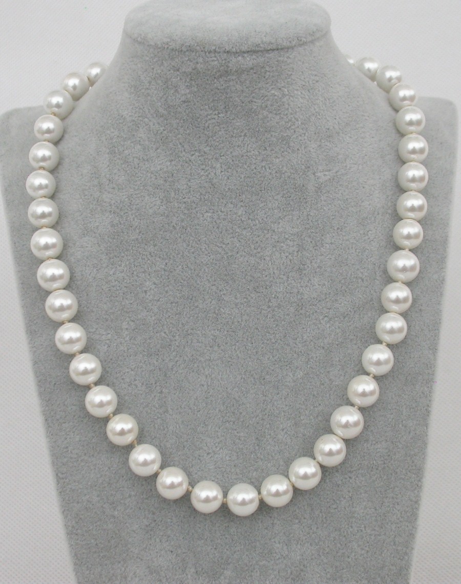 Selectable natural 18" 10mm white round south sea shell pearls beads necklace 18KGP c1781