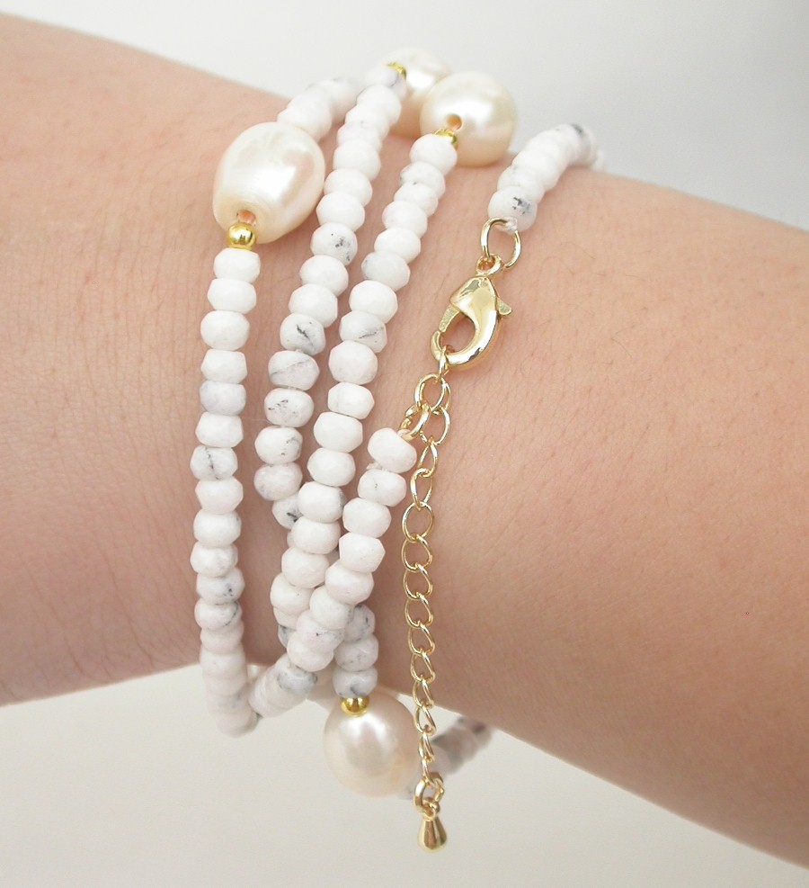 30" 12mm white pearls Faceted Rondelle White Turquoise Gems necklace bracelet