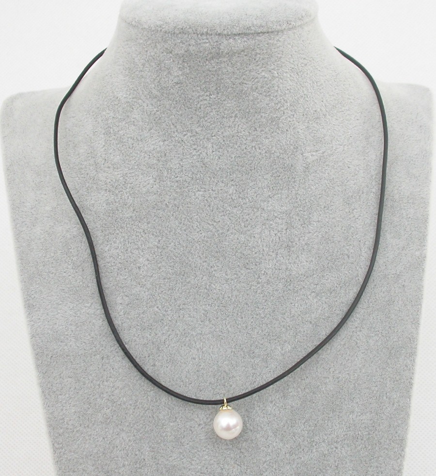 natural 16" Super Luster 9.39mm white South Sea Pearls pendant necklace c1797