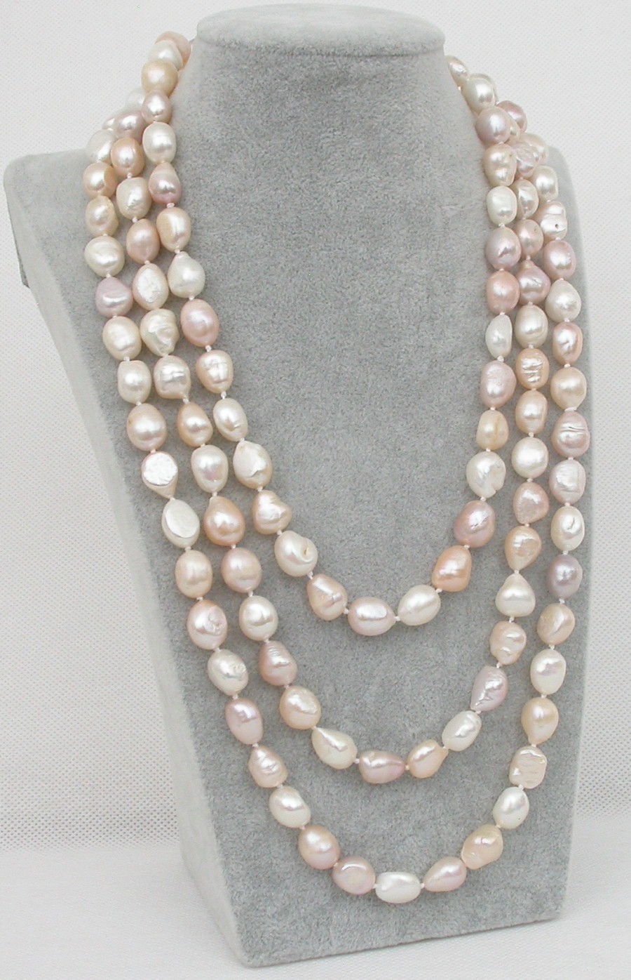 AAA natural Long 49" 13mm baroque white pink purple Multi-color  freshwater pearls necklace c1817