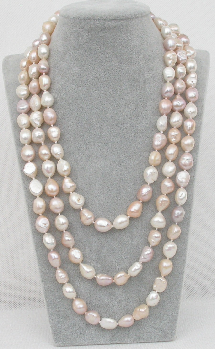 AAA natural Long 49" 13mm baroque white pink purple Multi-color  freshwater pearls necklace c1817