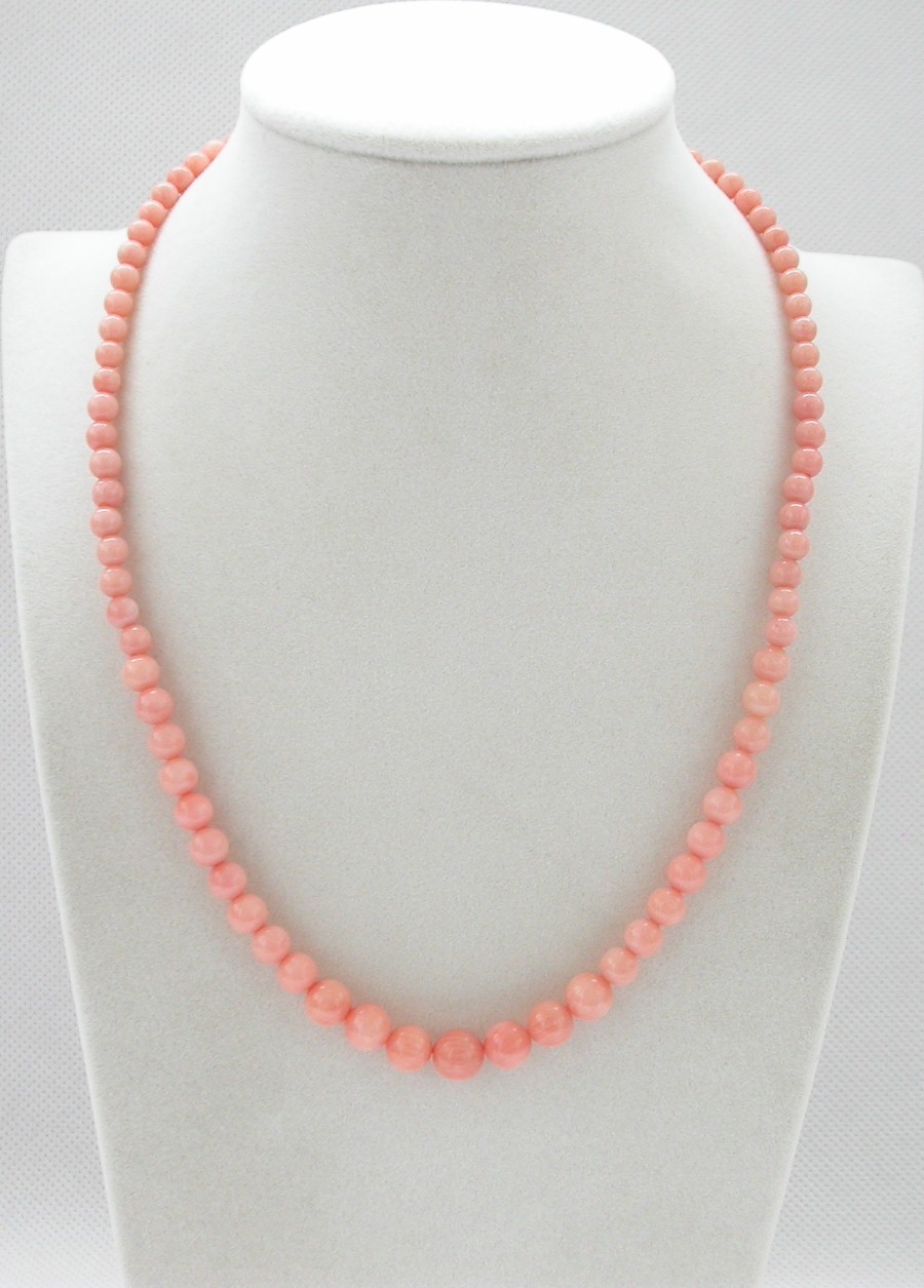 Selectable GENUINE 17" 18" 19" 100% NATURAL GRADUATED 4-8MM PINK CORAL NECKLACE 14K GOLD CLASP c1393