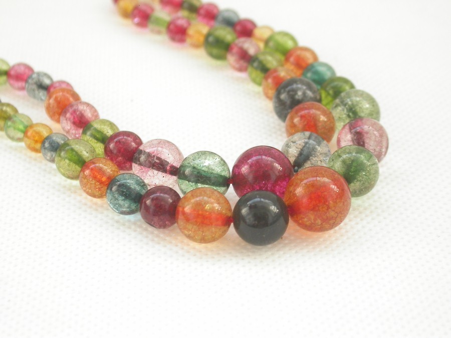 AAA 8" 2row natural Graduated round Multicolor tourmaline bracelet c1838