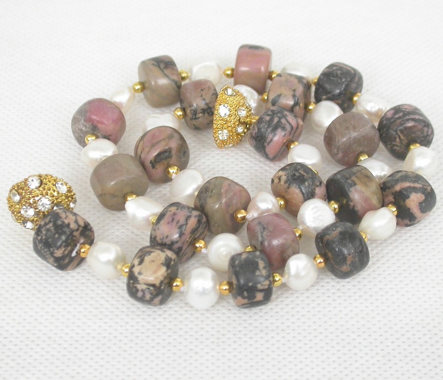 natural 18" 8" 12mm white pearl column Multicolor jade necklace bracelet set c1842