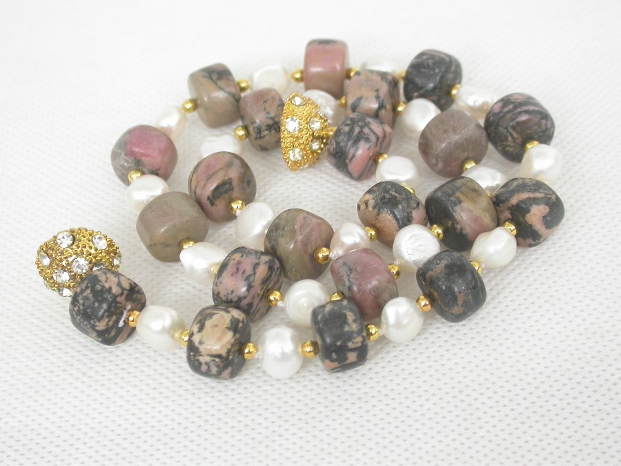 natural 18" 8" 12mm white pearl column Multicolor jade necklace bracelet set c1842