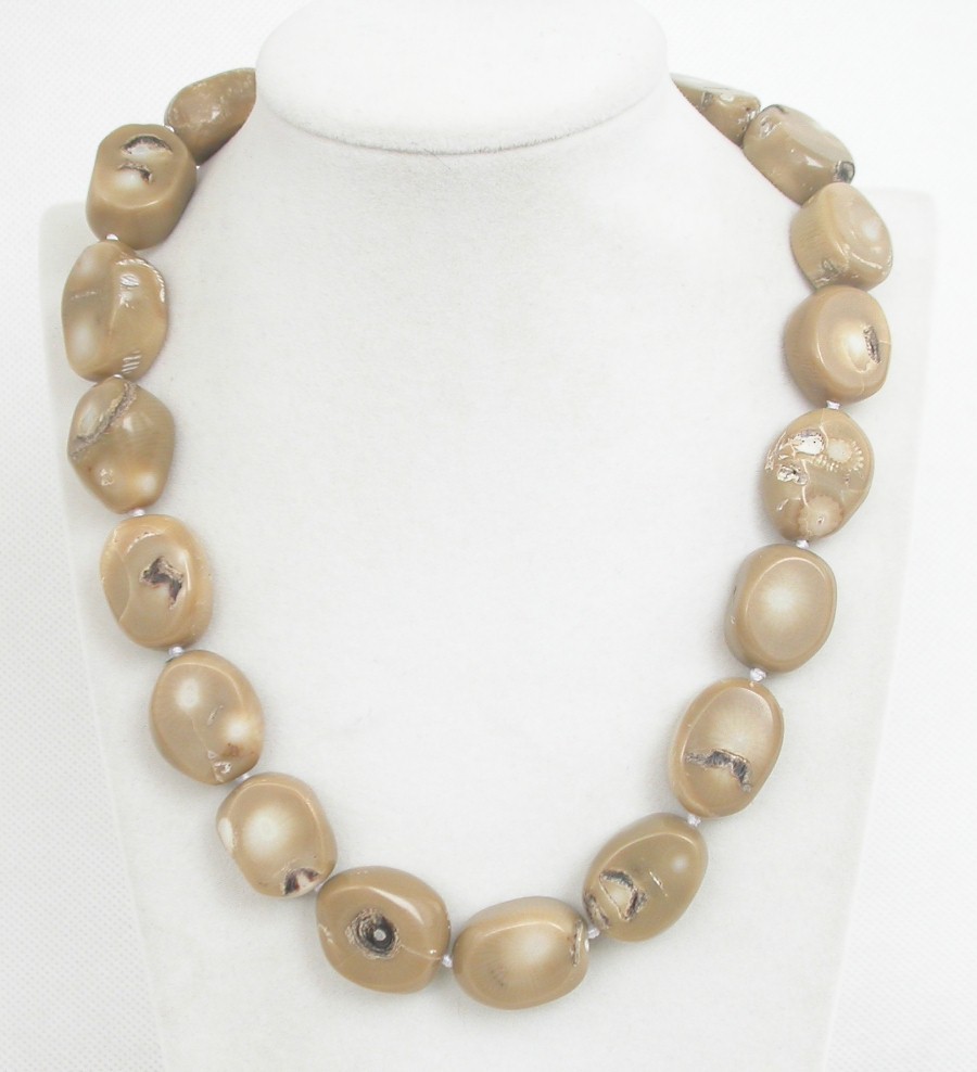 natural 18" 17X2mm oval white coral beads Strand necklace magnet clasp c1846