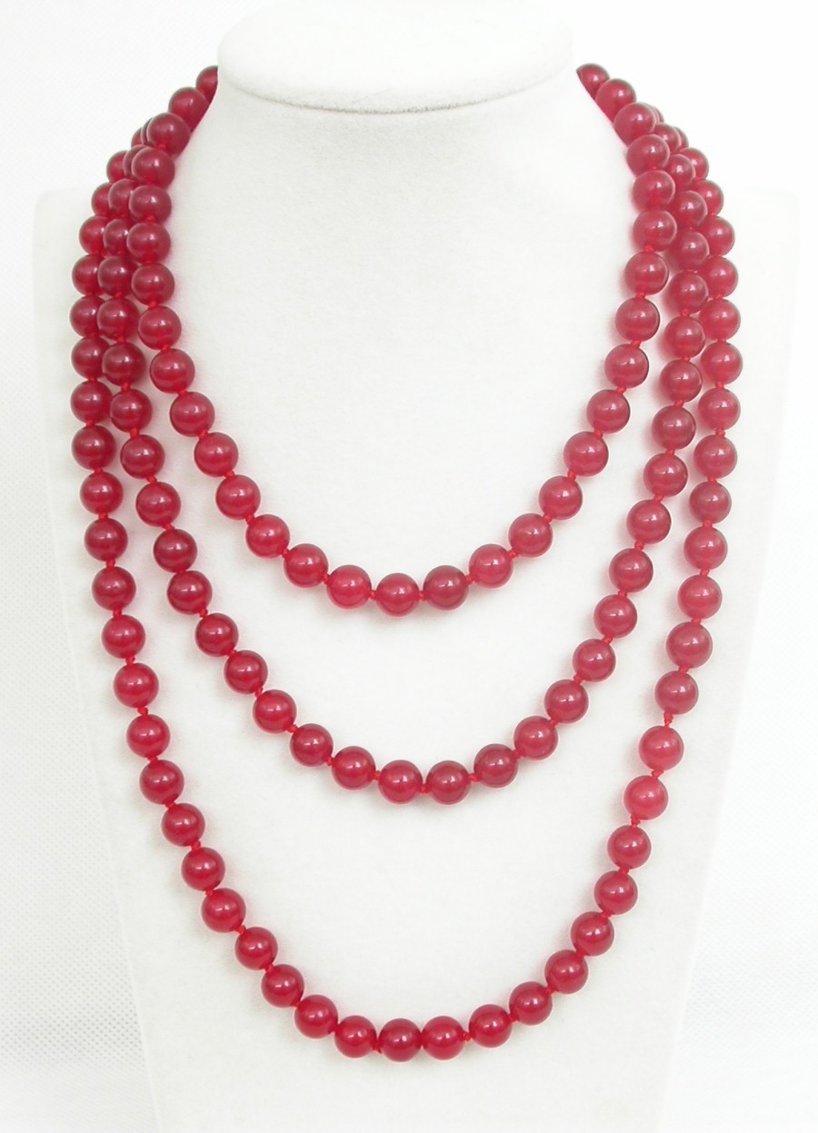 Selectable Long 50" 8mm 10mm round natural red jade beads Strand Gems necklace c1851