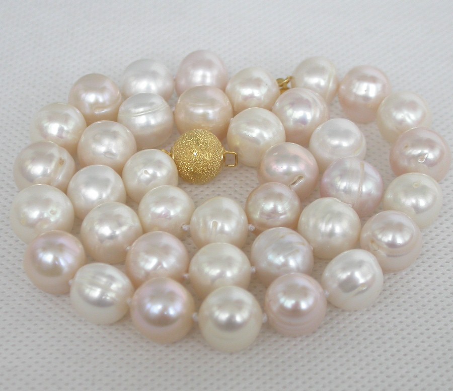 natural 17" 12mm round Multicolor freshwater pearl beads necklace c1861
