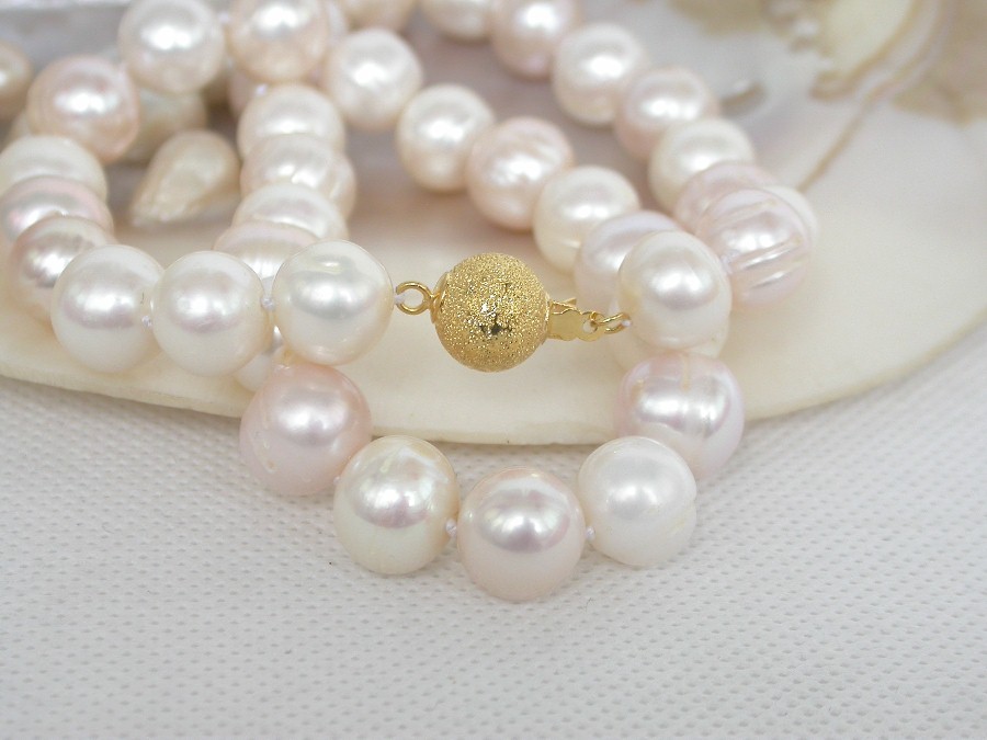 natural 17" 12mm round Multicolor freshwater pearl beads necklace c1861