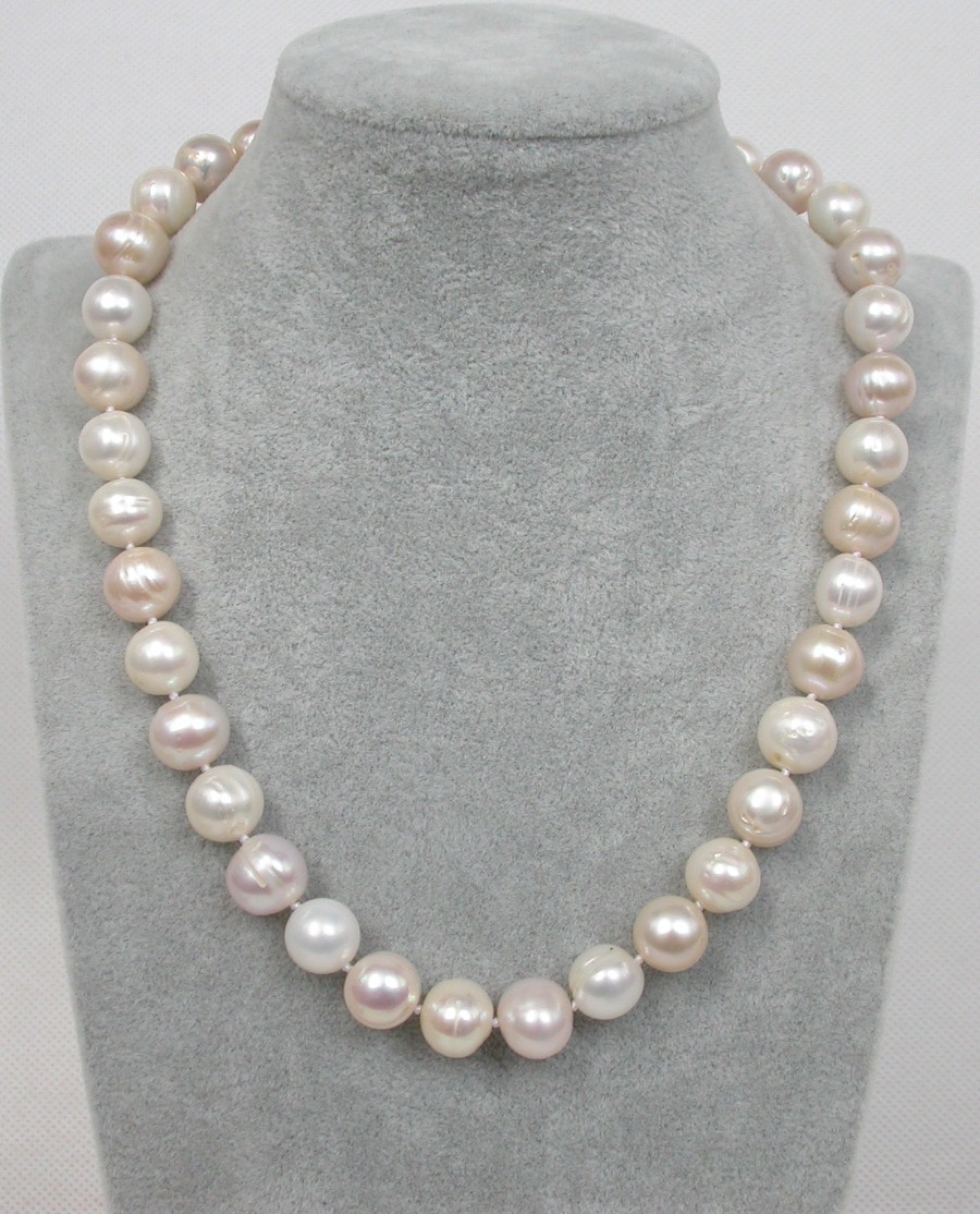 natural 17" 12mm round Multicolor freshwater pearl beads necklace c1861