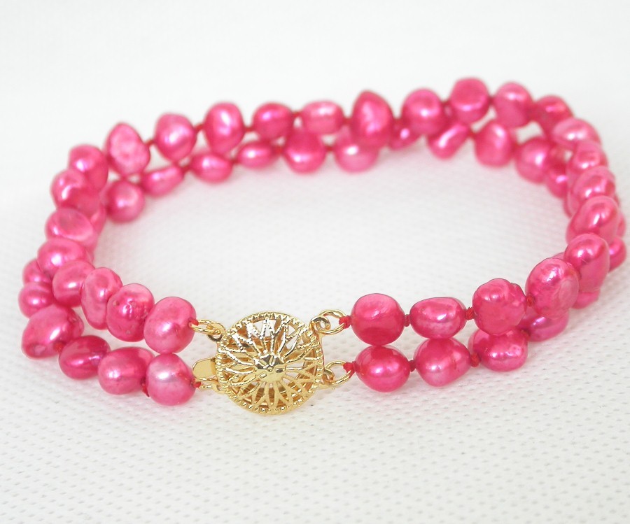 Selectable Genuine 8" 2row 8mm Baroque Multicolor freshwater pearls Bracelet c1873