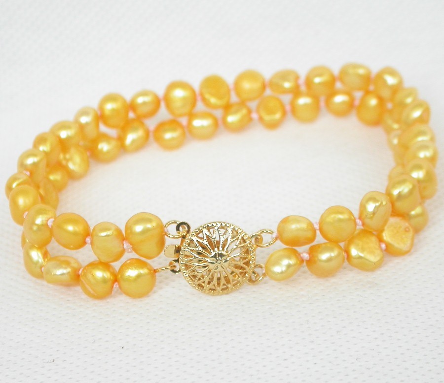 Selectable Genuine 8" 2row 8mm Baroque Multicolor freshwater pearls Bracelet c1873
