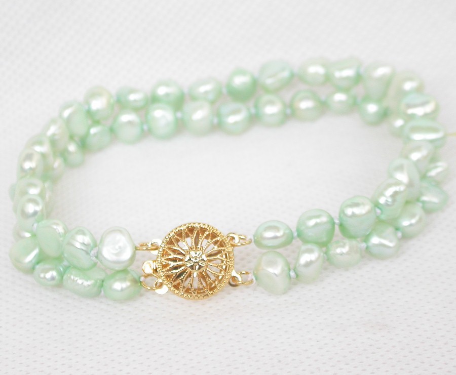 Selectable Genuine 8" 2row 8mm Baroque Multicolor freshwater pearls Bracelet c1873