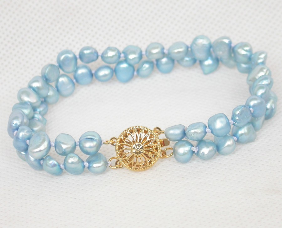 Selectable Genuine 8" 2row 8mm Baroque Multicolor freshwater pearls Bracelet c1873