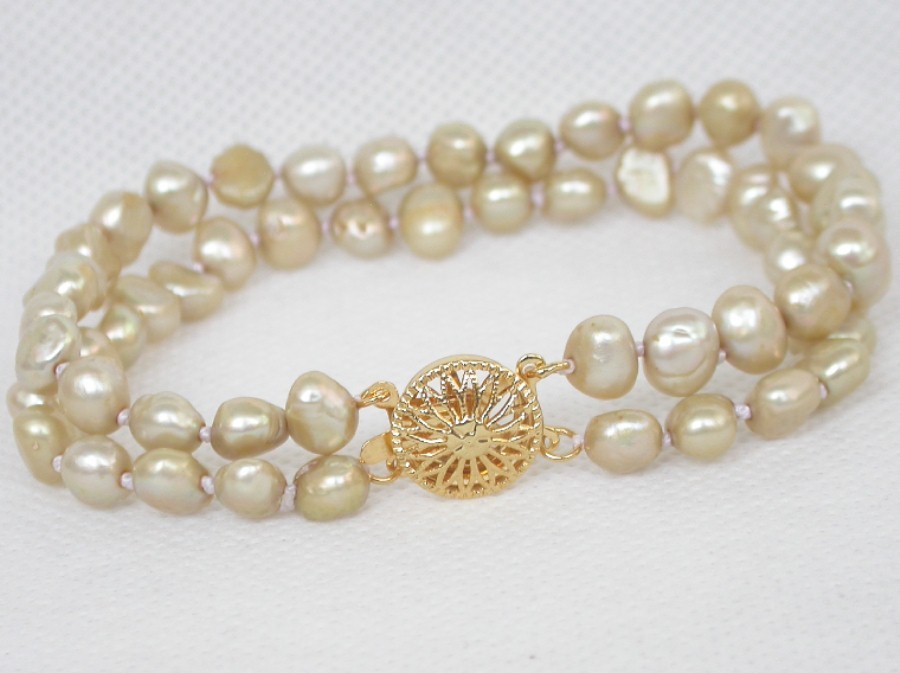 Selectable Genuine 8" 2row 8mm Baroque Multicolor freshwater pearls Bracelet c1873