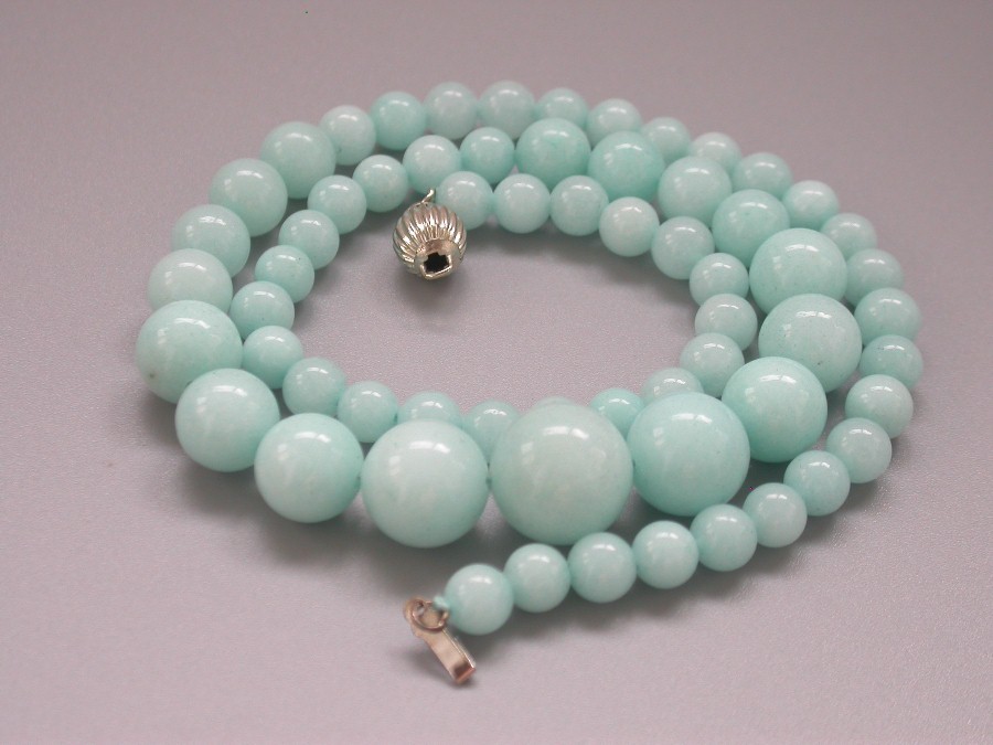 Selectable 18" 6-14mm Graduated Round Agate Jade Turquoise Beads Necklace 18kgp c1416