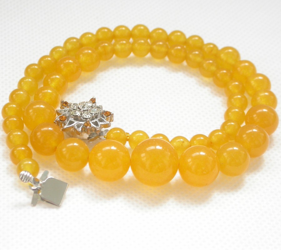Selectable 18" 6-14mm Graduated Round Agate Jade Turquoise Beads Necklace 18kgp c1416
