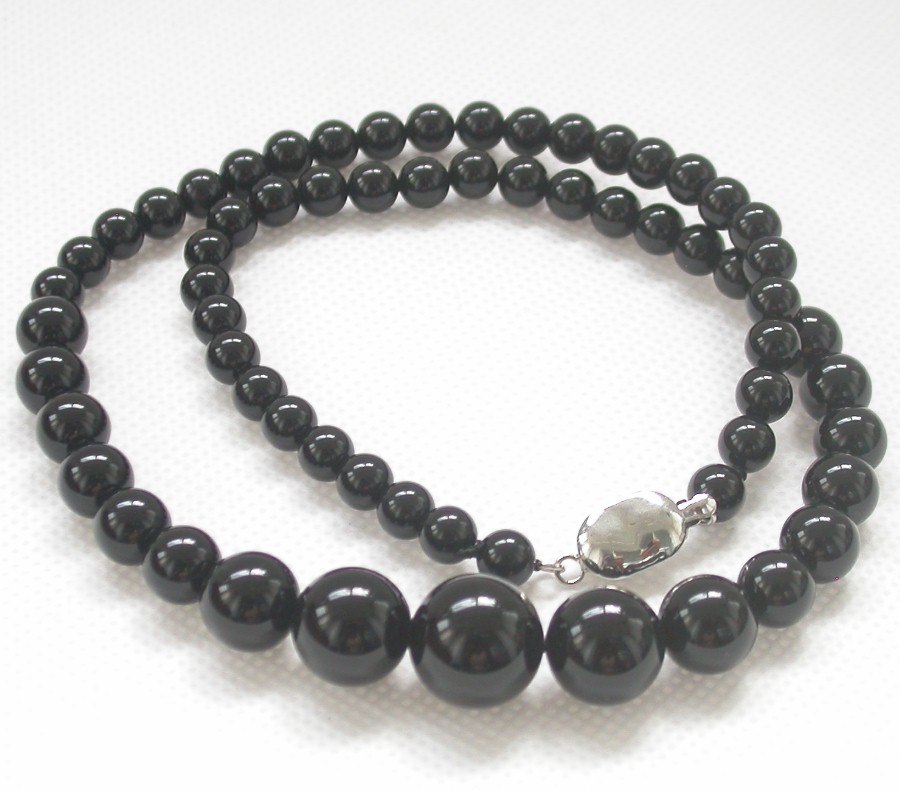 Selectable 18" 6-14mm Graduated Round Agate Jade Turquoise Beads Necklace 18kgp c1416