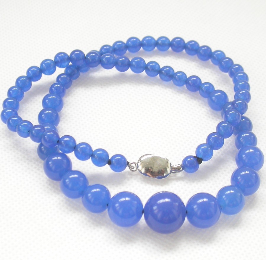 Selectable 18" 6-14mm Graduated Round Agate Jade Turquoise Beads Necklace 18kgp c1416