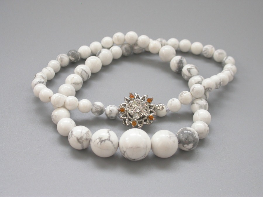 Selectable 18" 6-14mm Graduated Round Agate Jade Turquoise Beads Necklace 18kgp c1416