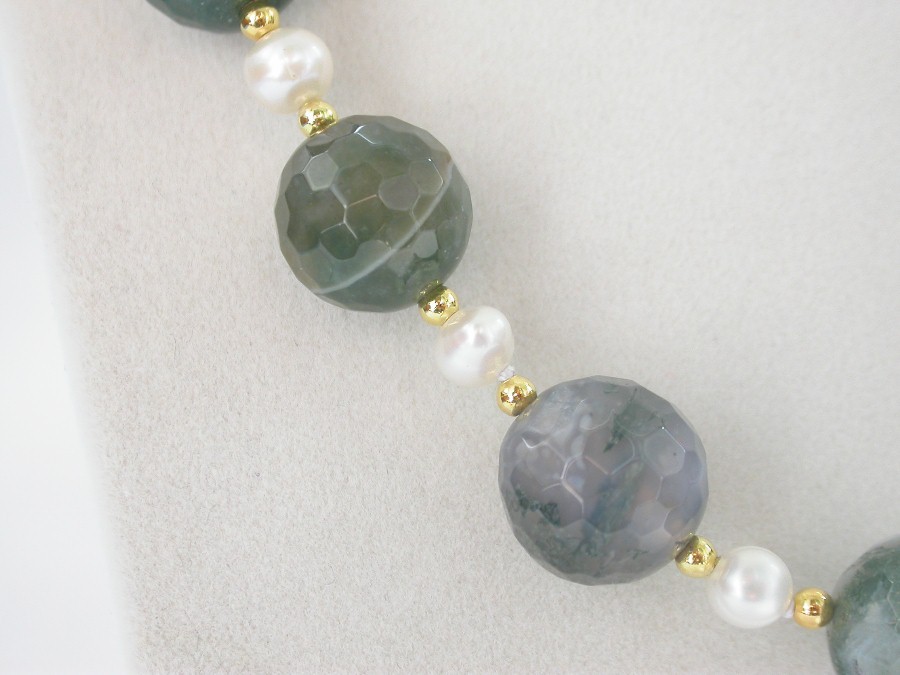 natural 18" 14mm round diced faceted Multicolor jade white pearls necklace c1432