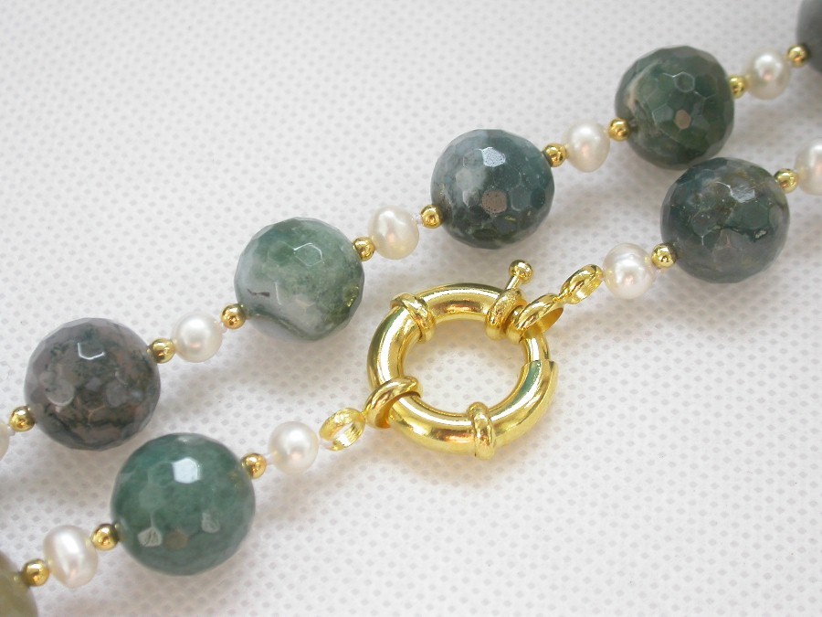 natural 18" 14mm round diced faceted Multicolor jade white pearls necklace c1432