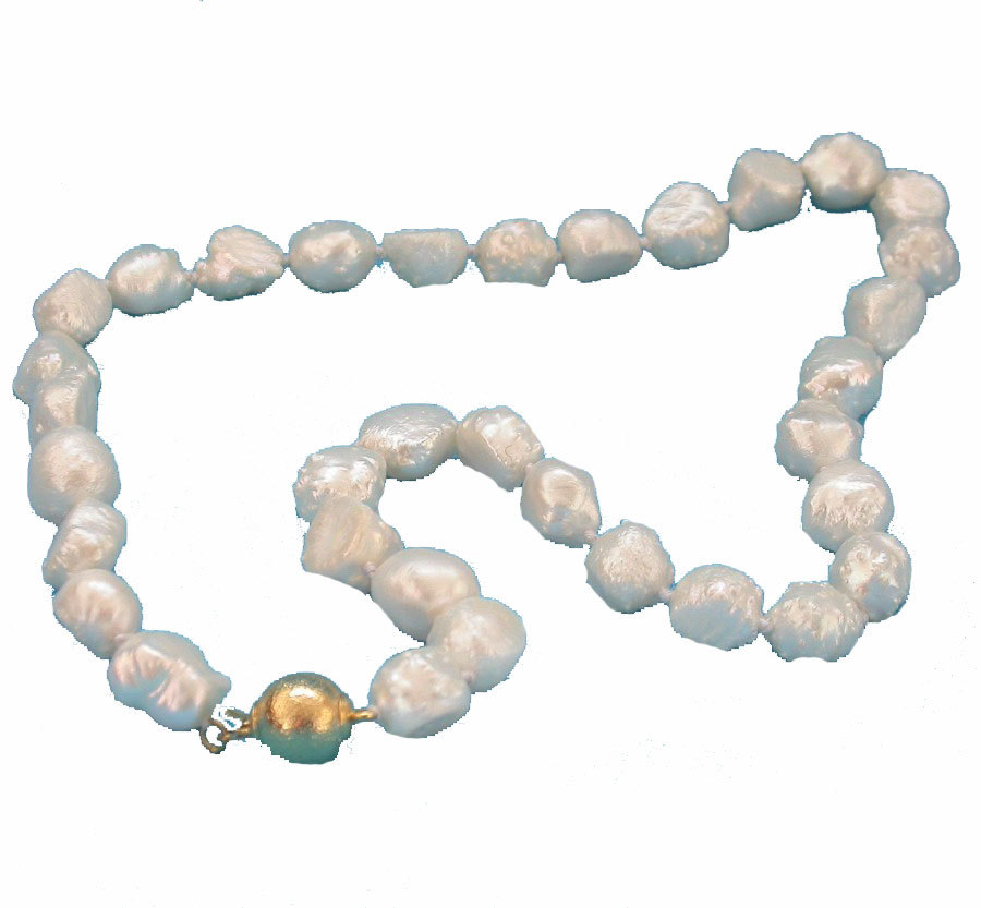 natural 17" 12mm stylish bleb Baroque white Reborn keshi pearls necklace c1455