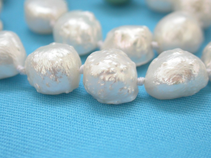 natural 17" 12mm stylish bleb Baroque white Reborn keshi pearls necklace c1455