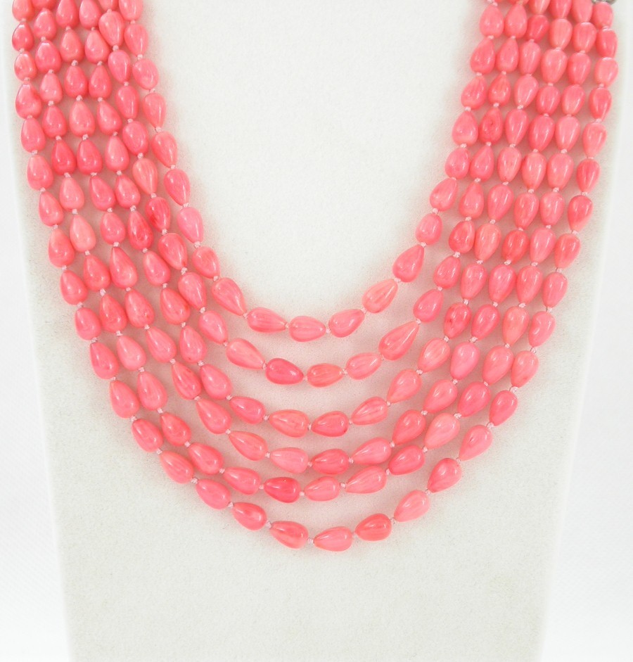 AAA natural 18"-23" 6row 8mm drip pink coral beads necklace magnet clasp c1463