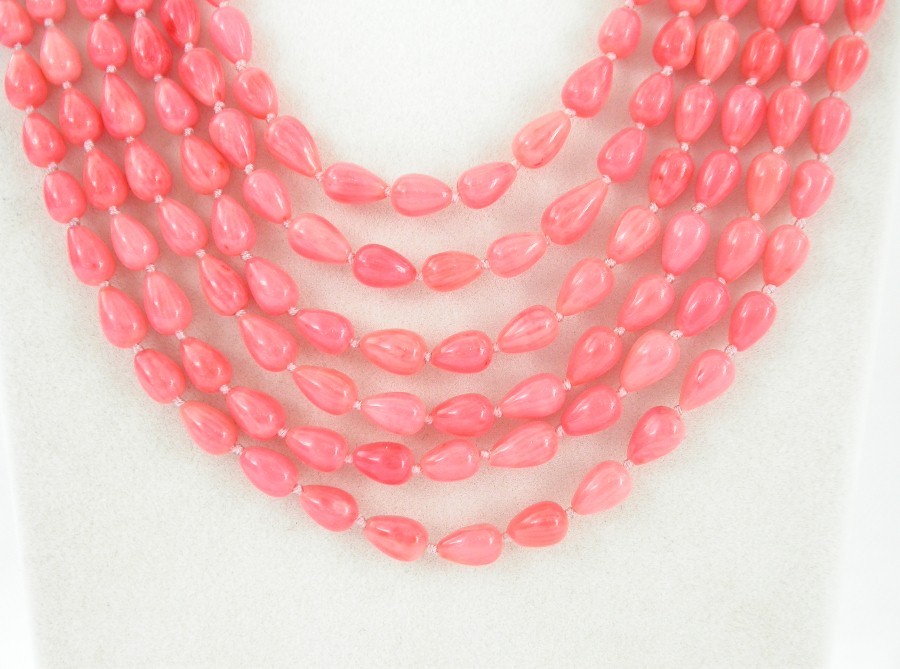 AAA natural 18"-23" 6row 8mm drip pink coral beads necklace magnet clasp c1463