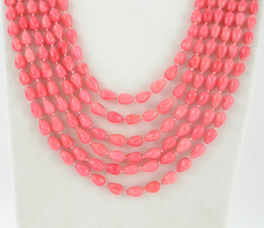 AAA natural 18"-23" 6row 8mm drip pink coral beads necklace magnet clasp c1463