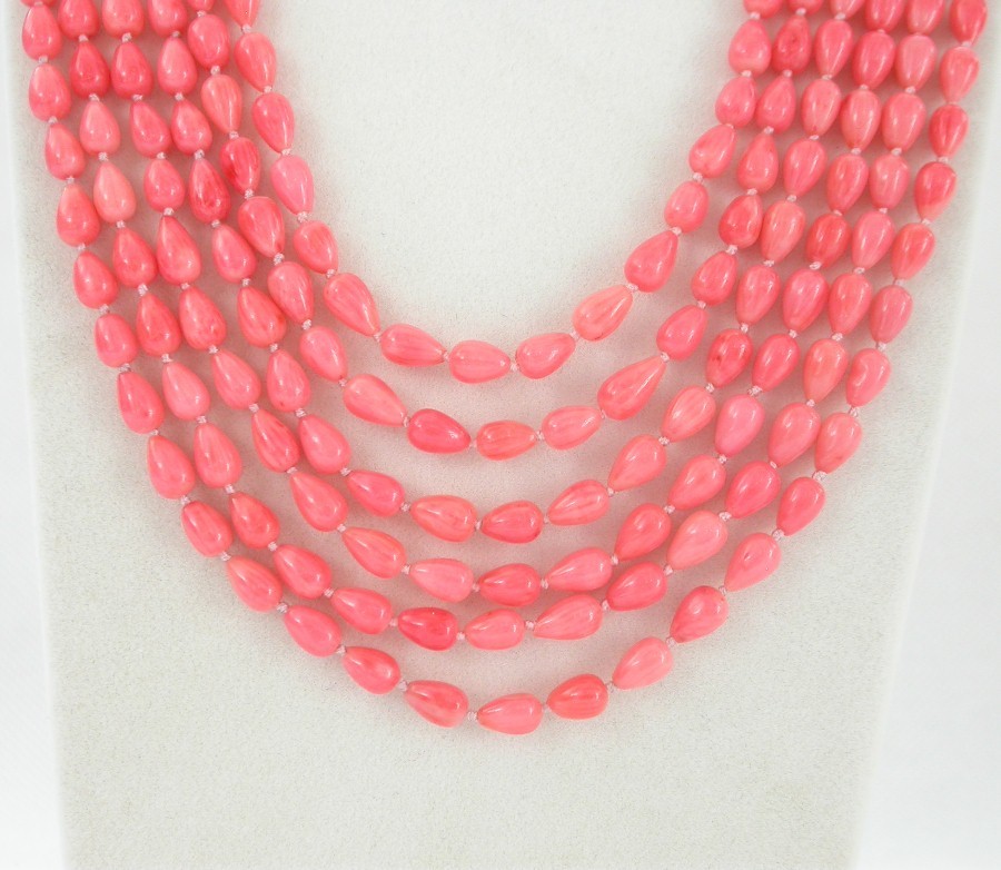 AAA natural 18"-23" 6row 8mm drip pink coral beads necklace magnet clasp c1463