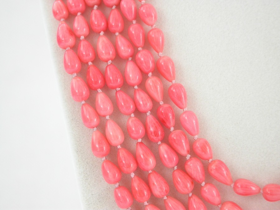 AAA natural 18"-23" 6row 8mm drip pink coral beads necklace magnet clasp c1463