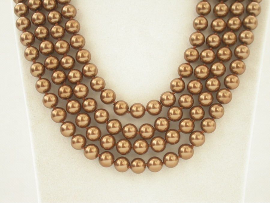 AAA 17" 4row 8mm round coffee south sea shell pearls necklace c1530