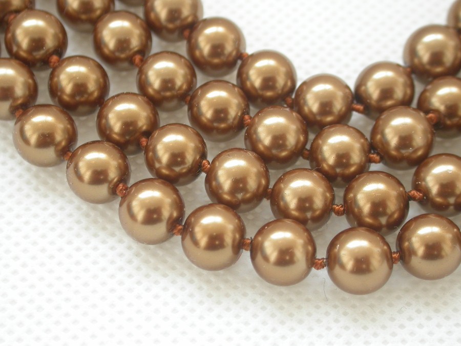 AAA 17" 4row 8mm round coffee south sea shell pearls necklace c1530