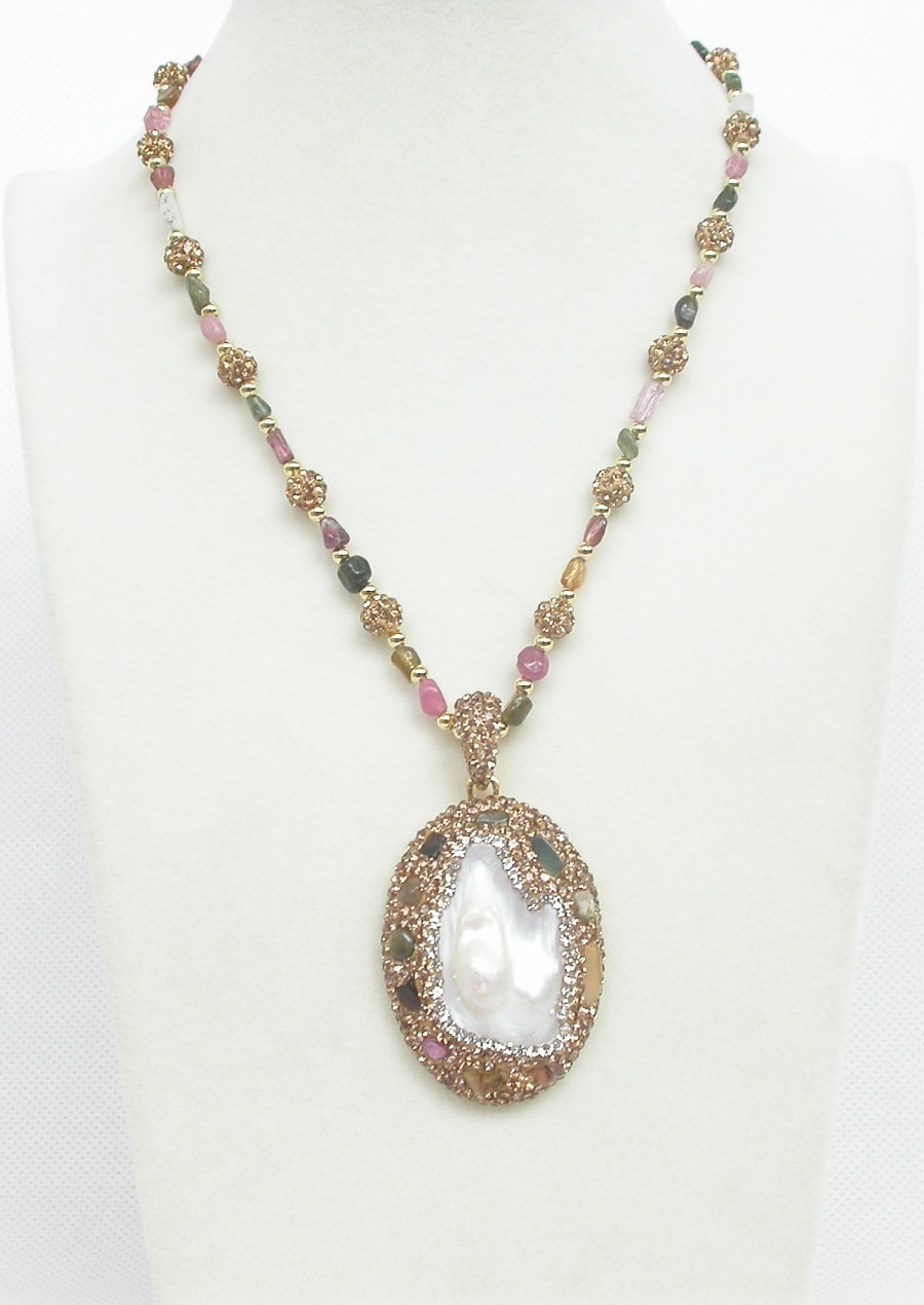 AAA natural 24" 44mm Baroque white Reborn keshi pearls pendant necklace c1128