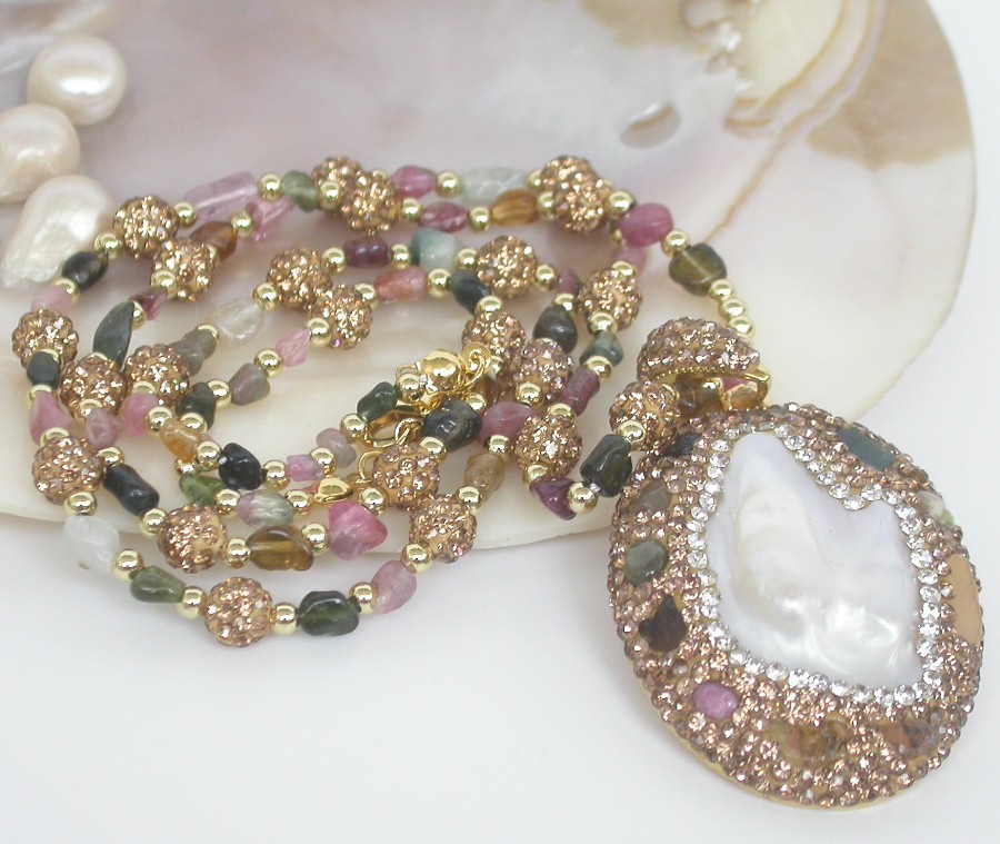 AAA natural 24" 44mm Baroque white Reborn keshi pearls pendant necklace c1128