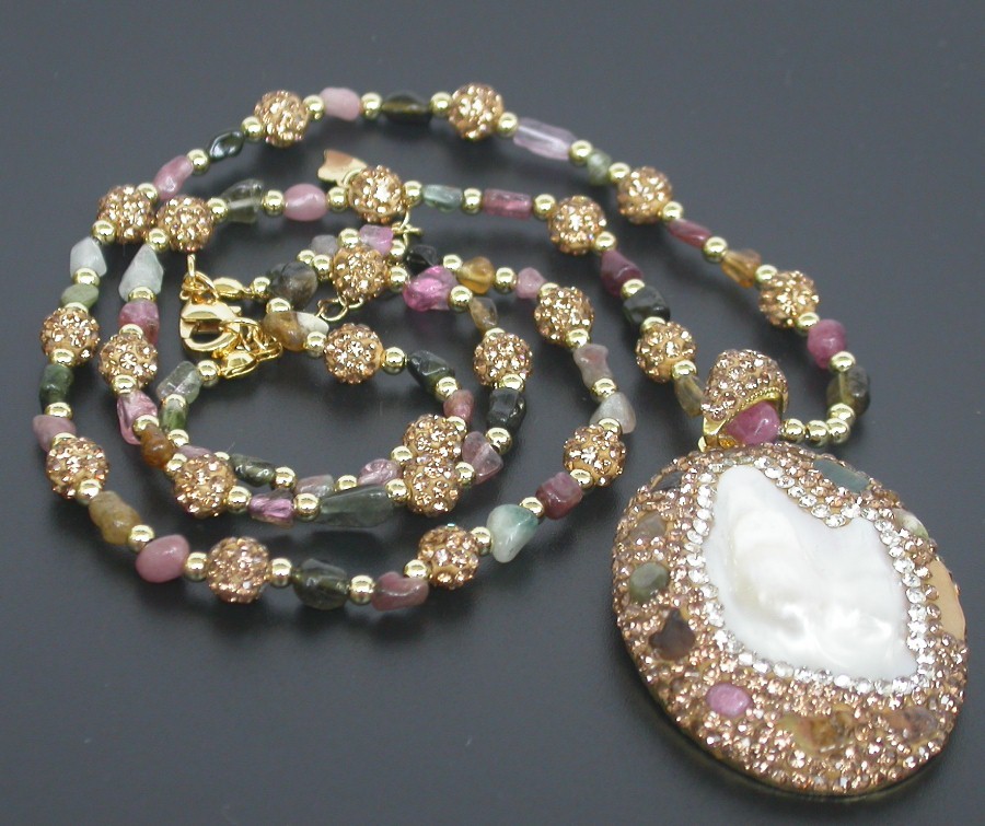 AAA natural 24" 44mm Baroque white Reborn keshi pearls pendant necklace c1128