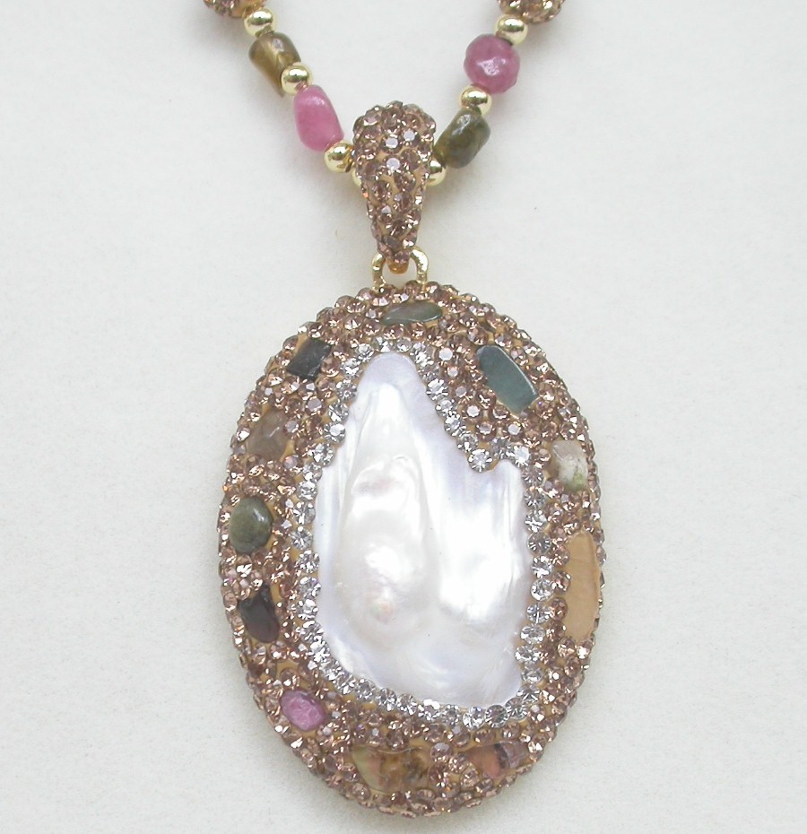 AAA natural 24" 44mm Baroque white Reborn keshi pearls pendant necklace c1128