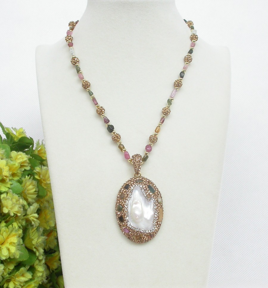 AAA natural 24" 44mm Baroque white Reborn keshi pearls pendant necklace c1128