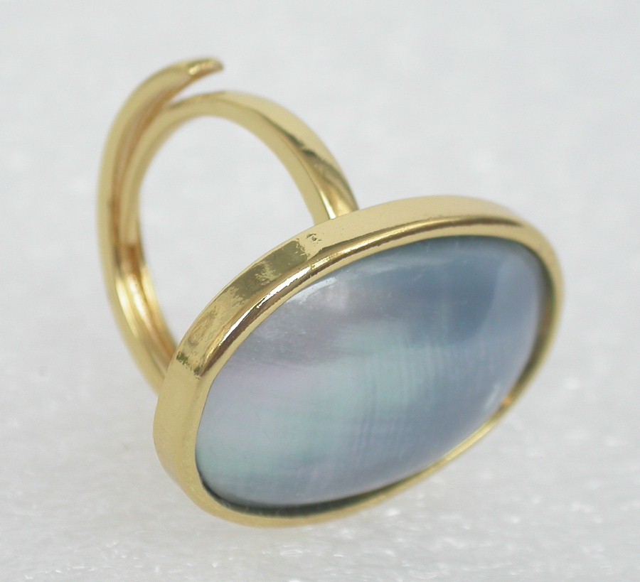 AAAA Selectable natural 25mm oval white blue South Sea Mabe Pearls Rings 925sc c1132