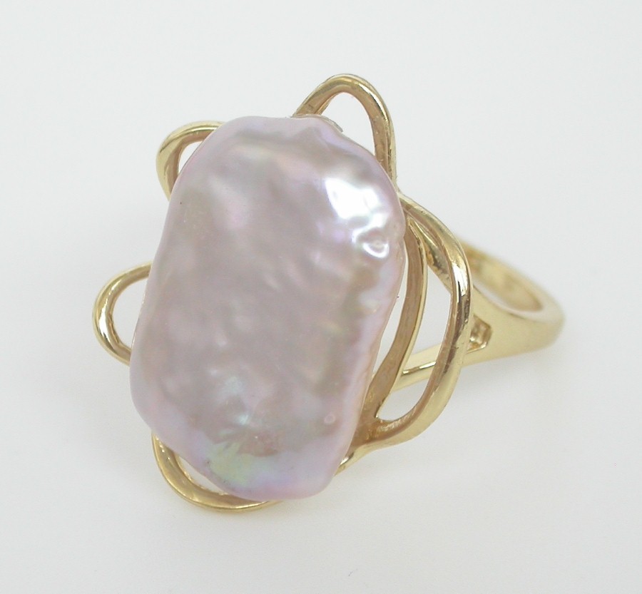 Selectable 20mm square white purple Reborn keshi pearls Rings 925sc Adjustable c1137