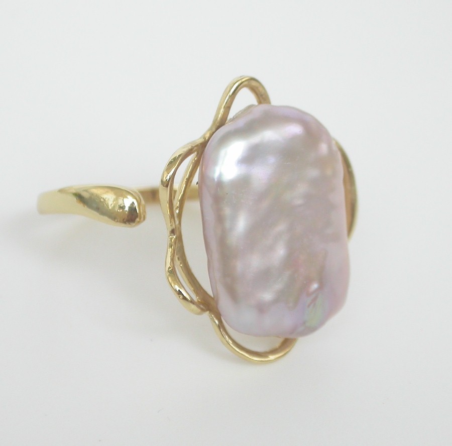 Selectable 20mm square white purple Reborn keshi pearls Rings 925sc Adjustable c1137