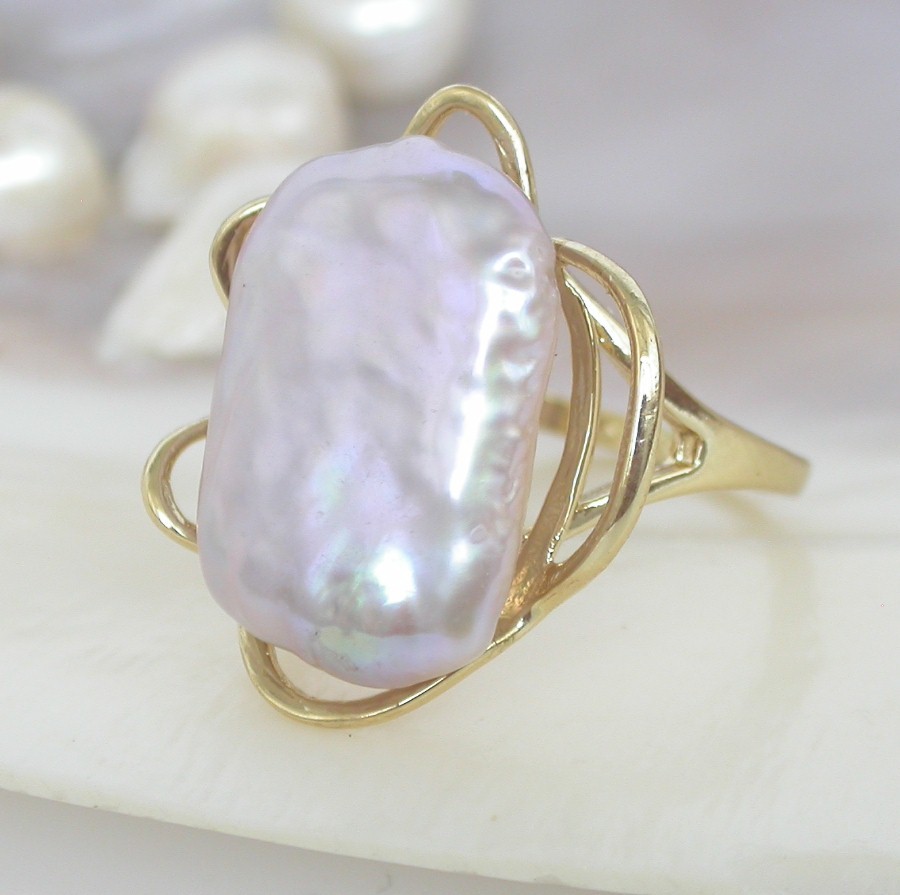 Selectable 20mm square white purple Reborn keshi pearls Rings 925sc Adjustable c1137