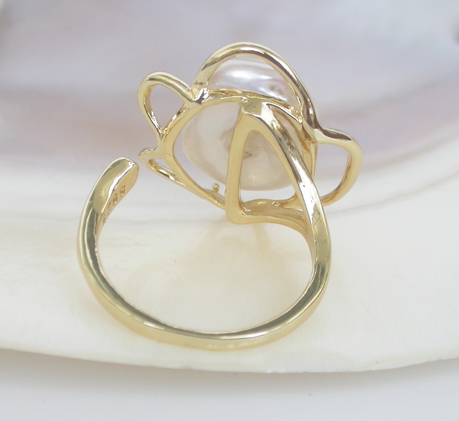 Selectable 20mm square white purple Reborn keshi pearls Rings 925sc Adjustable c1137